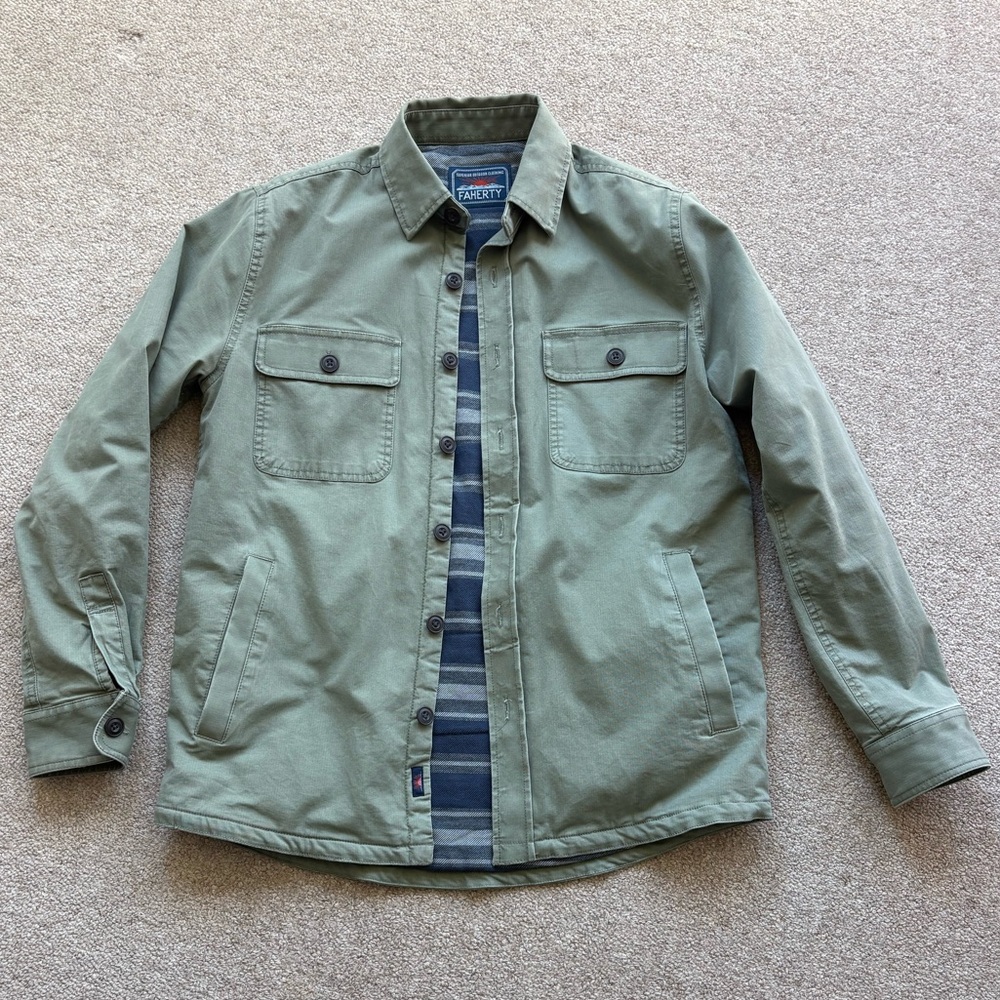 Faherty Stretch Blanket Lined CPO Jacket - Olive